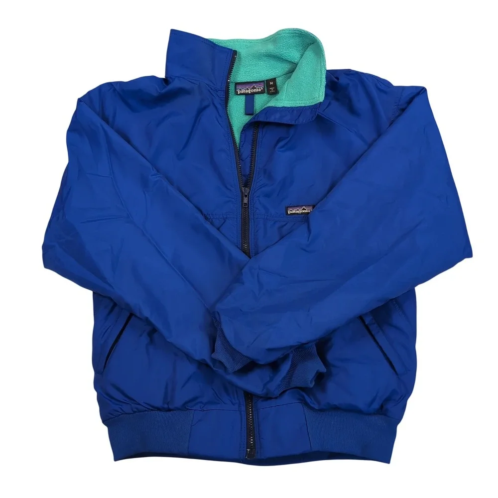 VTG Patagonia‎ Shelled Synchilla Jacket Mens Medium Blue Teal USA 80s 89 Vintage